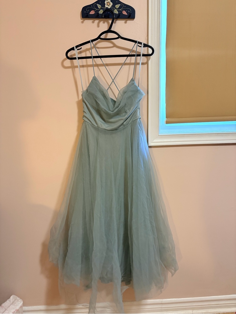 Hello Molly Sage Green Strappy Cowl Midi Dress